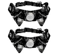 Halloween Brooms Flying Eyes Bats Dog Collar Bowtie, Comfortable Adjustable Dog Bow Tie Collar for Small Boys and Girls Pets