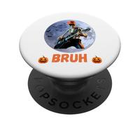 Halloween Bruh Skeleton Rocking Out Under The Full Moon PopSockets Adhesive PopGrip