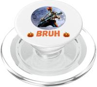 Halloween Bruh Skeleton Rocking Out Under The Full Moon PopSockets PopGrip for MagSafe