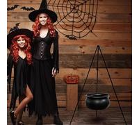 Halloween Bubbling Cauldron Decorations, Large Witches Cauldron on 51.2" Tripod with Lights, Black Plastic Bowl Decor, Candy Bucket Decoration for Indoor Outdoor Home Room Porch Yard Lawn Party