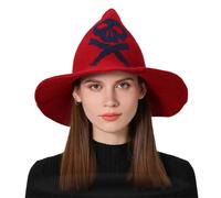 Halloween Bucket Hat Design Witch Party Wool Knit Unisex Sun Hat for Costume Cosplay (Red, One Size)