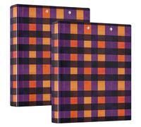 Halloween Buffalo Plaid Tartan Check Scotland Purple Orange D Ringss Binders with Pockets 1 Pack 1.5 Inch Assorted Binders Office Busin Hardcover