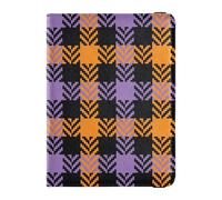 Halloween Buffalo Plaid Tartan Check Scotland Purple Orange Leather Passport and Vaccine Card Wallet Combo Travel Documents Organizer Protector Passport Holder for Men and Women Waterproof,