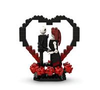 Halloween Building Blocks Set, 379 PCS Dark Heart Rose Building Kit, Creative Gothic Horror Skeleton Flower Bricks Model Toy, Home Decor Gifts for Anniversaries Valentine's Day