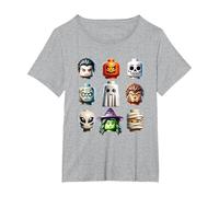 Halloween Building Bricks Costume Pumpkin Matching Family T-Shirt, Women's Plus, Heather Grey, 1X