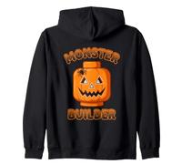 Halloween Building Bricks Monster Builder Pumpkin (ON BACK) Zip Hoodie