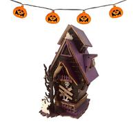 Halloween Building Lighted Rustic 3D Horror Bookshelf Centerpiece