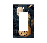 Halloween Bunny Rabbits Decorative Light Switch Cover Wall Plate 1 Gang Single Rocker, Haunted Houses Electrical Faceplate for Kitchen Bathroom, Animal Switchcover Decor