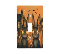 Halloween Bunny Rabbits Decorative Light Switch Cover Wall Plate 1 Gang Single Toggle, Spooky Scary Town Electrical Faceplate for Kitchen Bathroom, Animal Switchcover Decor