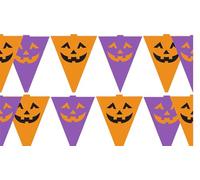 Halloween Bunting Banner Flags Decorations for Outdoor Indoor Purple and Orange Pennant Triangle Hanging Halloween Garland Birthday Party 10 Flags