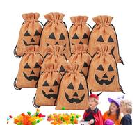 Halloween Burlap Bags Halloween Drawstring Candy Bags Halloween 10pcs Halloween Pumpkin Party Favor Bags Reusable Funny Small Candy Bags Portab