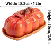 Halloween Butter Dish with Lid, Ceramic Butter Dish for Countertop, Cute Fall Butter Container Tray for Thanksgiving Kitchen Decor and Holiday Gift,White