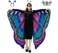 Halloween Butterfly Costumes for Women - Double Sided Printing Butterfly Wings Cape for Adults Halloween Party Costumes, Double Side Bule Pink, 66*53 in