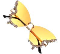 Halloween Butterfly Sunglasses UV Protection with Rhinestones, Large Frame | Easy to Install and Operate, Oversized Trendy Style, Resin and Metal Build, Party Favour