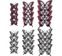 Halloween Butterfly Wall Sticker with Skull Design, 24 Pcs 3D Butterfly Wall Decorations, Skull Butterfly Wall Decals Halloween Decorations