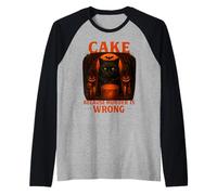 Halloween Cake Cat Costume Funny Pun Spooky Design Raglan Baseball Tee