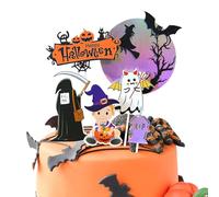 Halloween cake topper,Personalised Cake Toppers for Kids Boys Girls Birthday Party Cake Decorations Kit with Spooky Ghost, Pumpkin,Bat & Witch Cupcake Topper