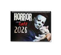 Halloween Calendar 2026 Horror Cat Calendar Spooky Feline Art Wall Planner Calendars for Cat Lovers Movie Fans Gifts Home Office Decor