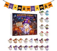 Halloween Calendar | 24 Days Countdown Calendar Ghost Pendant,Acrylic Festive Ornament 2D Decor for Wall Activities Home Gathering Party House Display Festival