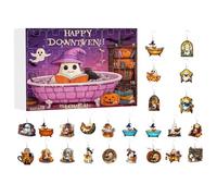 Halloween Calendar Advent 2025 Ghost Earrings Ornament Advent,2d Flat Acrylic Figures Jewelry for Holiday Women Girls Teen Collectors Party Home Decorations
