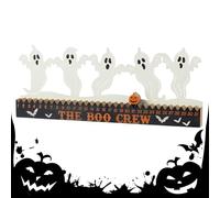 Halloween Calendar Countdown Wooden, Ghost Halloween Decoration, Wooden 31 Days Calendar with Cute Figurine Ornament and Sign Indoor Desk Bedroom and Table