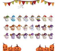 Halloween , Calendar with 24 Flat Ghost Pendants for Countdown | Acrylic Keyring for Adults and Boys to Accessories