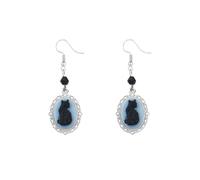 Halloween Cameo Victorian Cat Earrings for Women Gothic Black Kitten Dangle Drop Earring Hypoallergenic Vintage Cartoon Animal Earring Dark Punk Style Mystic Holiday Jewelry Accessories