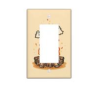 Halloween Campfire Light Switch Cover Plate, Warm Beige Ghosts and Flames Design, Fun Decor for Home, Thermoplastic Wall Plate, Standard Size Single Rocker