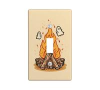 Halloween Campfire Light Switch Cover Plate, Warm Beige Ghosts and Flames Design, Fun Decor for Home, Thermoplastic Wall Plate, Standard Size Single Toggle