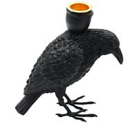 Halloween Candle Holder Realistic Gothic Crow Statue with Candle Stand 4.7x2.7x6.1 inch Resin Tea Light Holders for Home Table Decor Halloween Holder, Gothic, Sta
