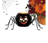 Halloween Candle Holder | Spider Pumpkin Seasonal Decor - Horror Tealight Candle Holder | for Dining Room Bedroom Front Porch Window Sill Fireplace Mantle Garden Family Gathering