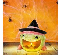 Halloween Candle Holder, Straw Hat, Pumpkin Ghost Ceramic Candle Holder, Tea Light Holder Cat, Candle Holder, Portable Pumpkin Lantern, Pumpkin Lantern, Halloween Decorations (Straw Hat)