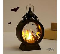 Halloween Candle Lantern, Gothic Pumpkin Lantern Halloween Mini Lantern Witch Castle Lantern with Handle Halloween Decoration Led Candle Flame for Halloween Decor (B)