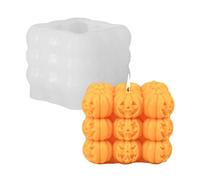 Halloween Candle Molds,1PC Cube Bubble Pumpkin Silicone Candle Mould,3D Silicone Mold for Epoxy Resin Handmade Aromatherapy Candles Wax Soap Halloween Decor (Pumpkin Pattern)