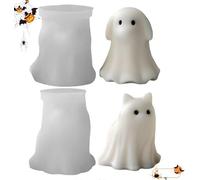 Halloween Candle Molds, 2 PC Ghost Puppycat Silicone Molds, Cute Epoxy Resin Mold Craft Supplies for Making Chocolate Cake Decoration Soap Plaster