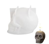 Halloween Candle Mould - 3D Skull Resin, Flexible Silicone Craft Form, Durable DIY Baking Accessory, Creative Decorative Mould | Convenient Tool for Chocolate Candy Fondant Cake Aromatherapy Cand