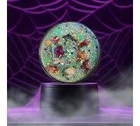 Halloween Candle Witches Brew Cauldron Scented Black Magic, Changes Colour, 8oz tin, with Witch Charm & Botanical Flowers, Vegan, Soy Gift
