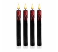 Halloween Candles Bleeding Candlestick Gothic Fragrance Free Smokeless Dark Red Tears Taper Black Vampire Scary Candle Horror Scene Blood Drip Tapered Candlesticks Halloween Party Decoration L22cm(4Pc