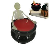 Halloween Candles, Skeleton Decor Candles, Aesthetic Long-Burning Wax, 3.74x3.74x4.72 Inches Ambient Glow for Spooky Events, Ideal for Fireplace, Mantle, Tabletop, Outdoor Farmhouse Settings