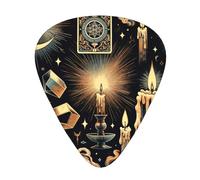 Halloween-Candles-Tarot-Cards 12 Pack Guitar Picks With 3 Thicknesses And Storage Box, Abs Plectrums For Electric Bass Guitar Players
