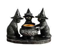 Halloween Candlestick - Witch Cats Candler | Black Halloween Decorations | Witch Figure