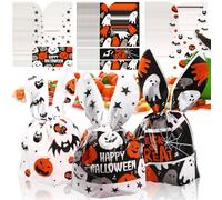 Halloween Candy Bag, 100pcs Halloweens Treat Bags, Ghosts and Pumpkins Pattern Rabbit Ear Candy Bag for Halloween Bags for Trick or Treating, Parties Supplies
