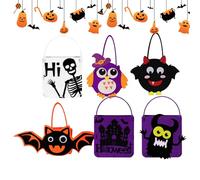 Halloween Candy Bag, 6 Pieces Felt Pouches for Treats or Spells | Set of Storage Pouches Fillers for Students School Classroom Halloween Christmas
