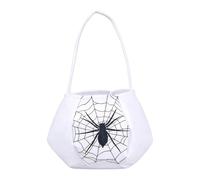 Halloween Candy Bag White Non Woven Treat Pouch with Handle for Classroom Parties Doorstep Collection Holiday Handouts Holiday Favor Bag Candy Holder Loop Tote Seasonal Pouch Doorstep Collecting