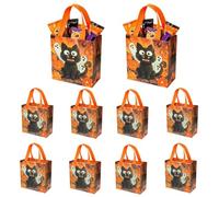 Halloween Candy Bags - 10 Piece Treat Totes, Cute Carry Handle Pouches