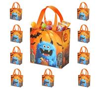 Halloween Candy Bags - 10 Piece Treat Totes, Cute Carry Handle Pouches