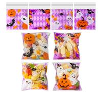 Halloween Candy Bags, 100 PCS Self Adhesive Clear Bags Cookie Cellophane Treat Bag Small Sweet Cone Bag for Halloween Party Supplies Pastry Snacks Goodies Gifts Y4-GJBGD (C)