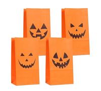 Halloween Candy Bags - 4-Piece Orange Snack Sacks | Halloween Candy Paper Bags - for Popcorn Biscuits Bread Carnival Parties Home School