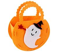 Halloween Candy Bags - Halloween Candy Bag, Pumpkin Bucket and Fleece Carrier Bags | Felt Fabric Gift Bag with Handles for Party Favors, Snacks, Chocolates, Crayons, Toys, Ghost Three-dimensional Bag