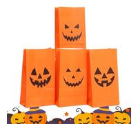 Halloween Candy Bags - Orange Snack Sack - Halloween Paper Candy Bags - for Popcorn Biscuits Bread Carnival Parties Home School